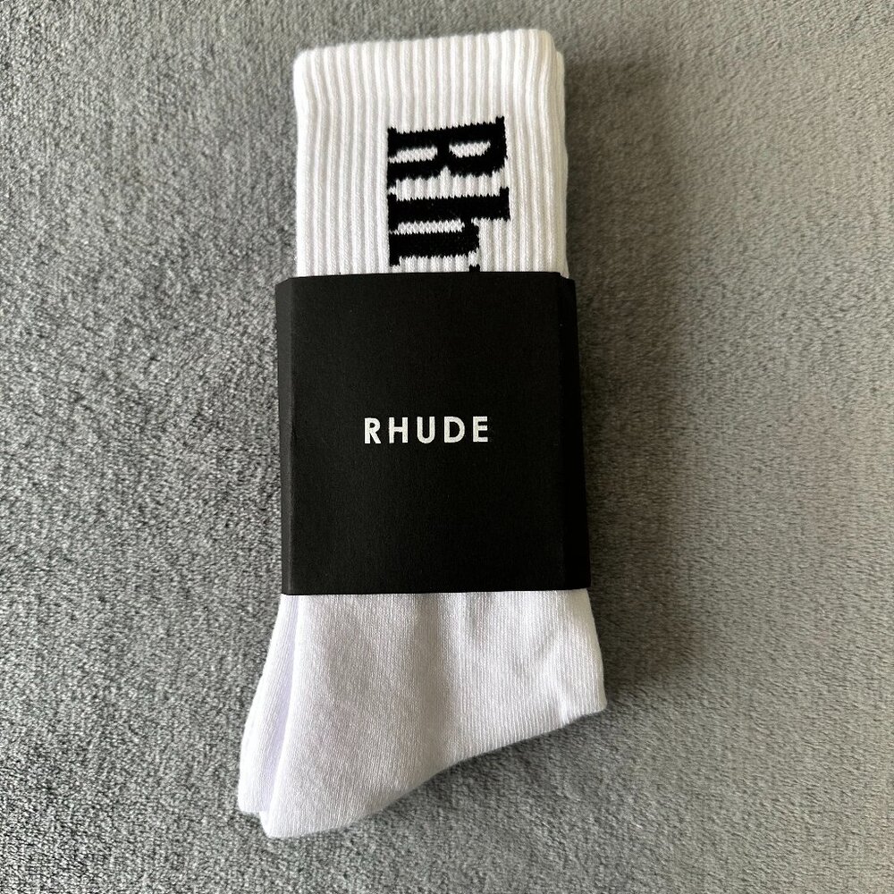RHUDE white and black casual tube socks